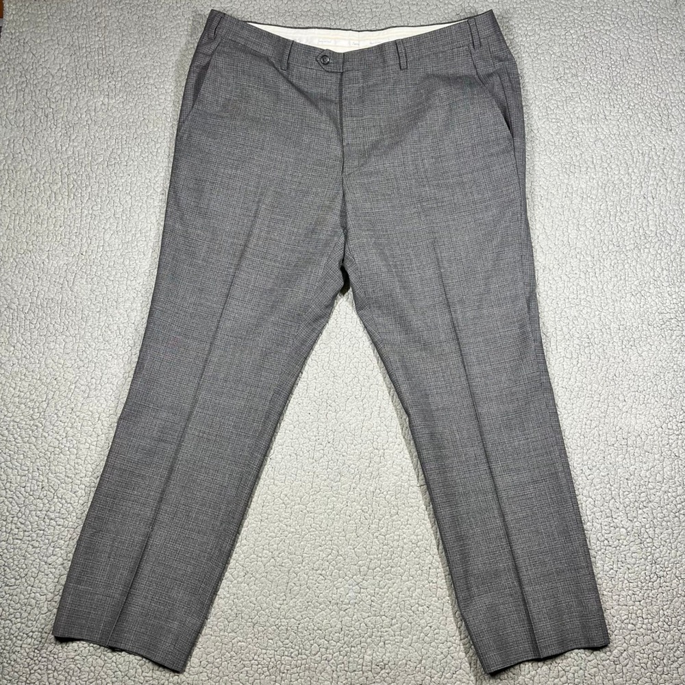 Santorelli Romeo Mens 40 Grey Virgin Wool Flat Front Dress Pants Italy F14T-351